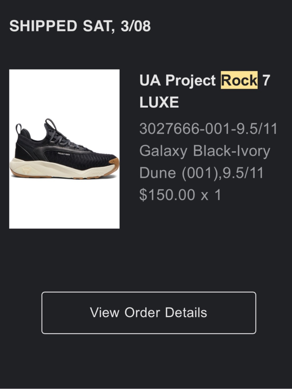 UA Project Rock 7 LUXE 9.5/11